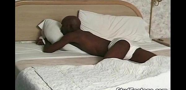  Sexy black guy jerking off in his bed